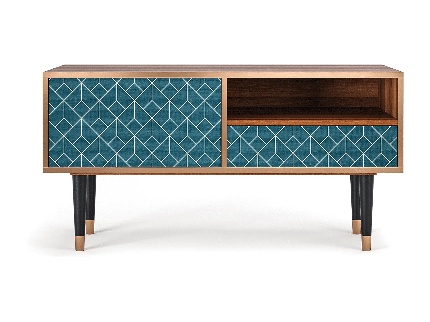 TV-Möbel - 115х59х48 cm - T3 - Turquoise Geometry, Walnuss