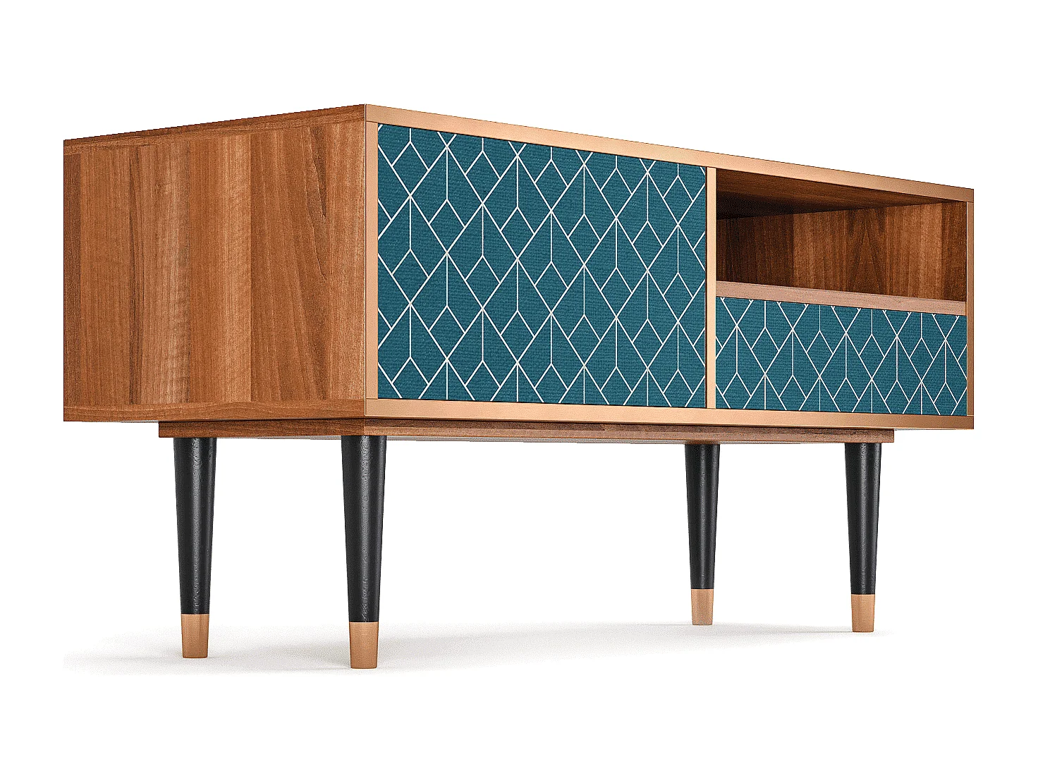 TV-Möbel - 115х59х48 cm - T3 - Turquoise Geometry, Walnuss