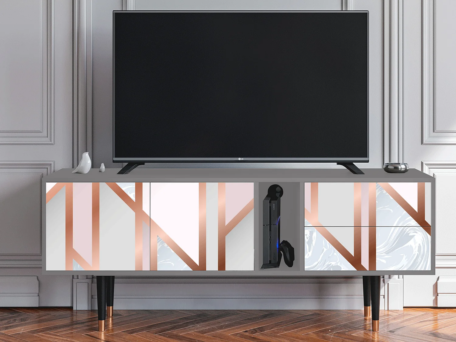 Mueble de TV - 170х69х48 cm - T1 - Champagne Story, Gris