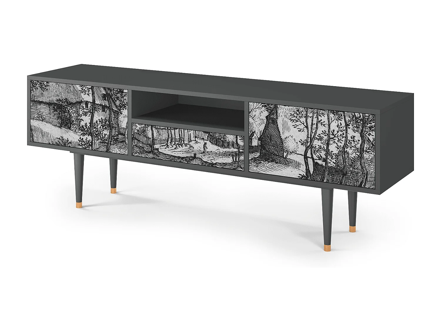 TV-meubel - 170х59х41 cm - T6 - Village Road, Antraciet