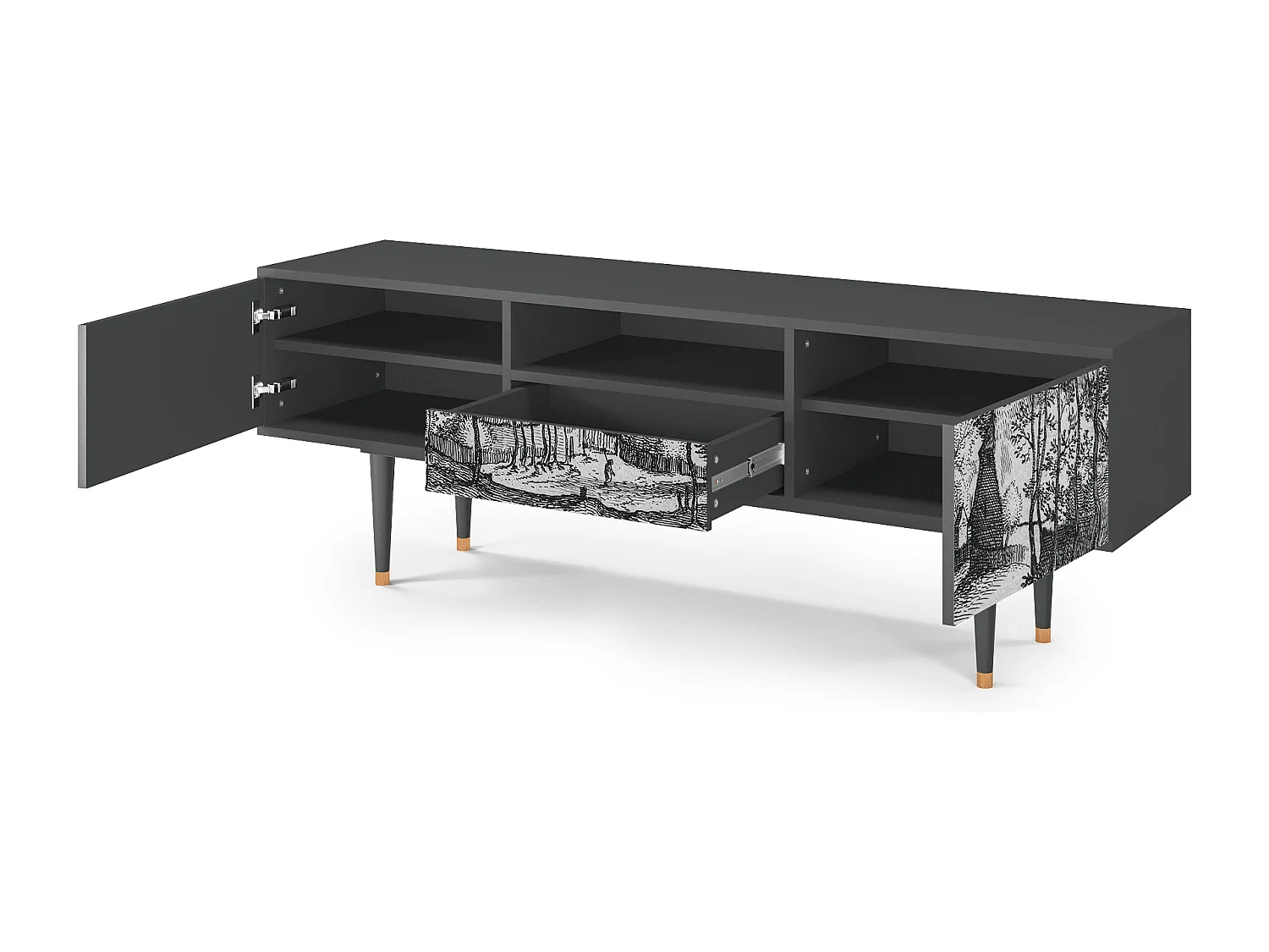 Meuble TV - 170х59х41 cm - T6 - Village Road, Anthracite