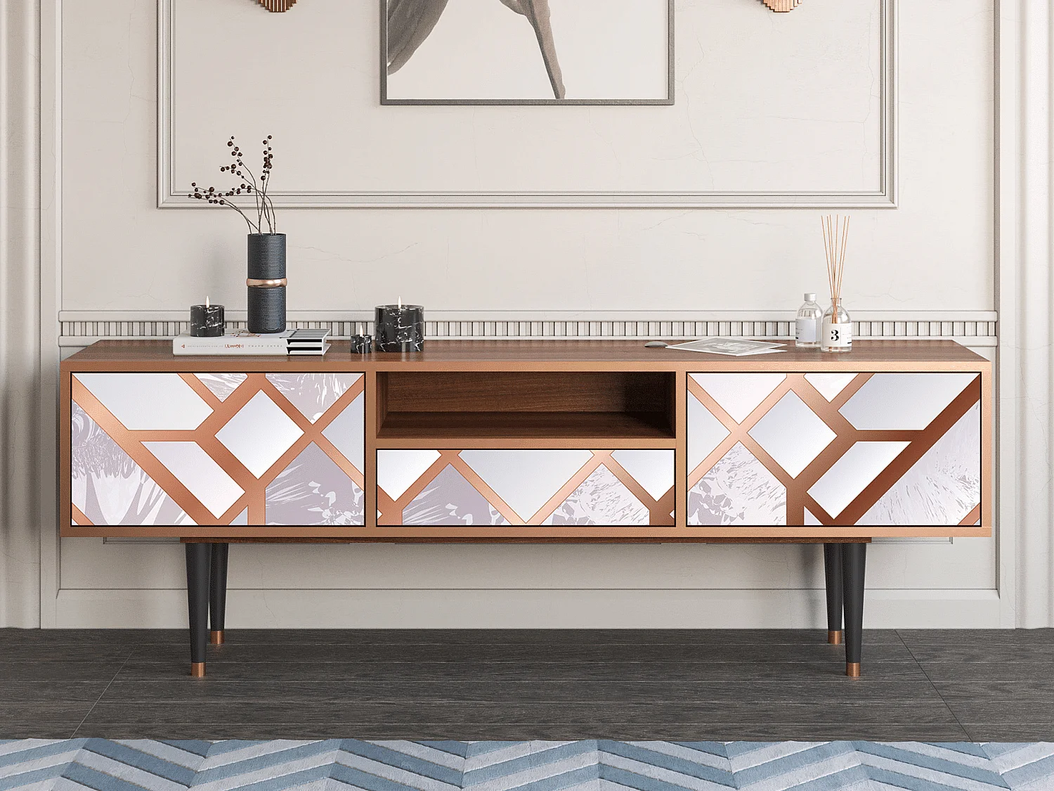 Mobile TV - 170х59х41 cm - T6 - Pastel Fairytale, Noce