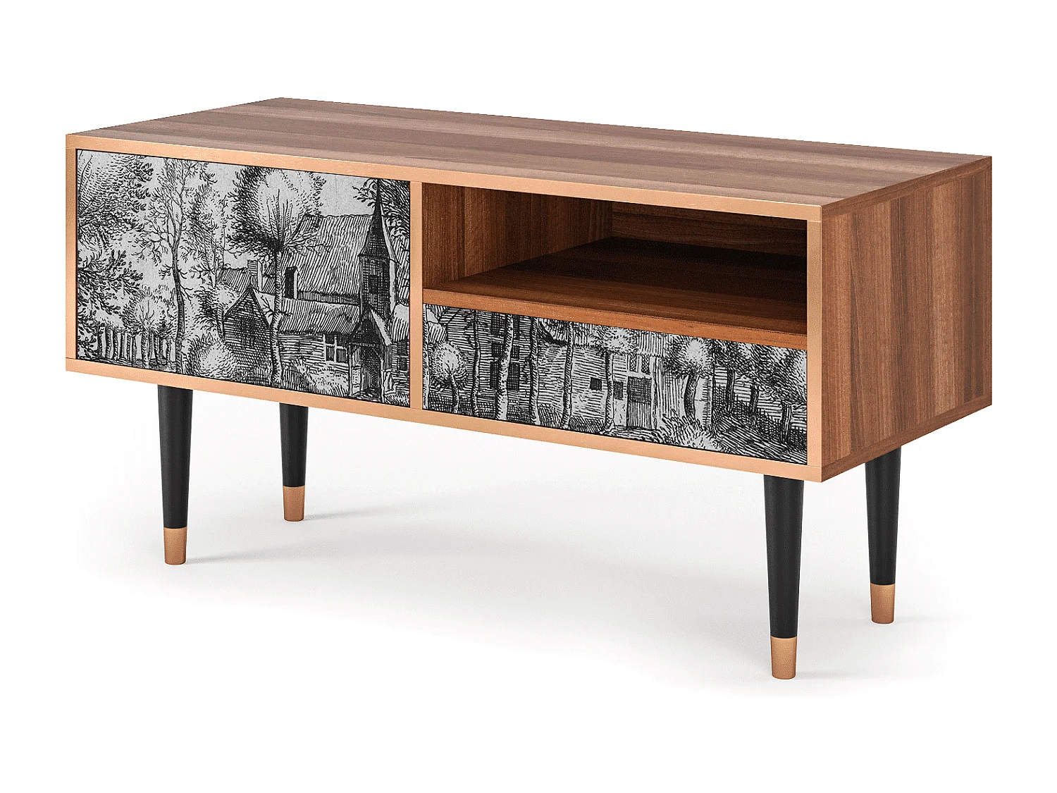 Meuble TV - 115х59х48 cm - T3 - A Pond, Noyer