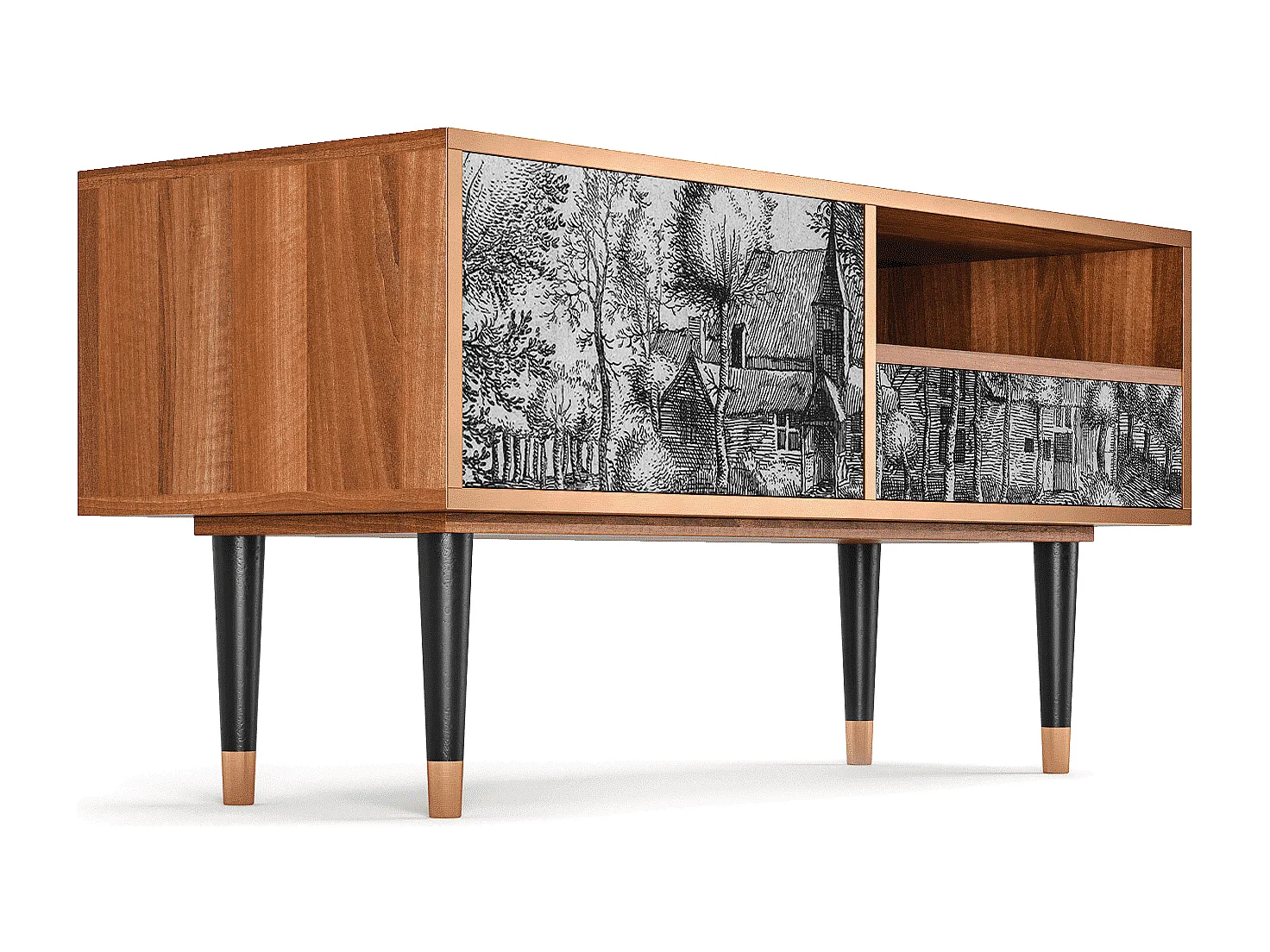 Meuble TV - 115х59х48 cm - T3 - A Pond, Noyer