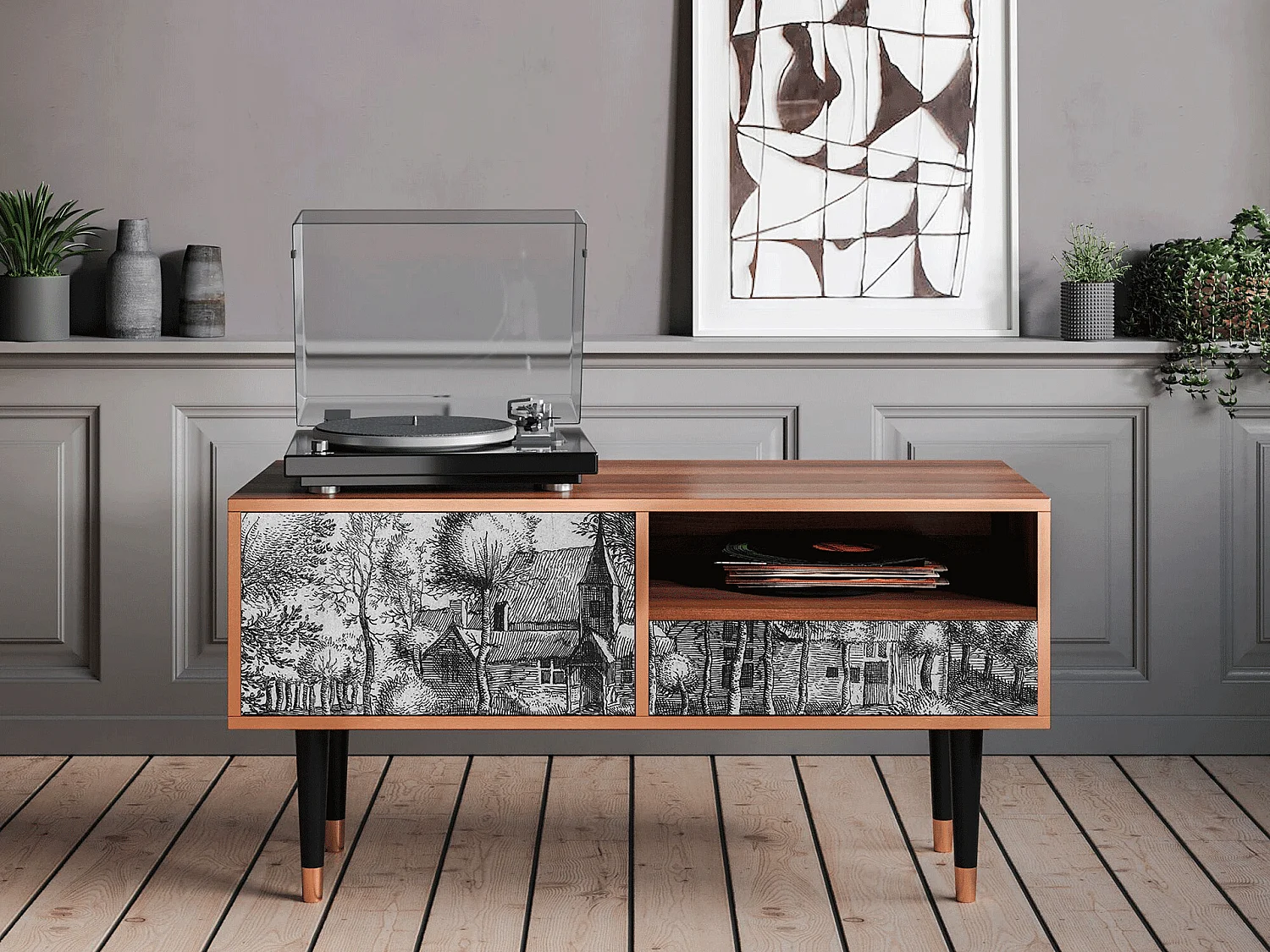 Mobile TV - 115х59х48 cm - T3 - A Pond, Noce