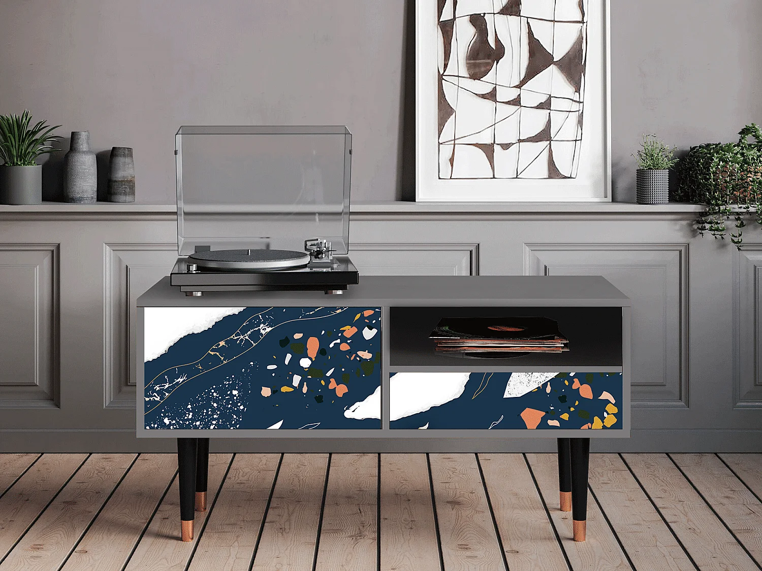 Mobile TV - 115х59х48 cm - T3 - Nude Iceberg, Grigio