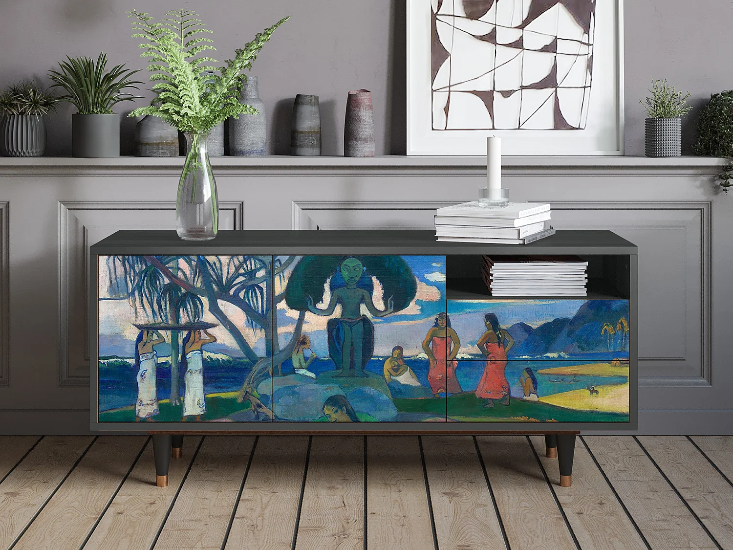 Szafka RTV - 125х56х41 cm - T7 - Day of the God, Antracyt