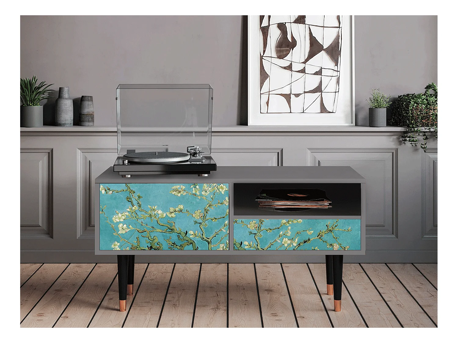 TV-meubel - 115х59х48 cm - T3 - Almond Blossom, Grijs