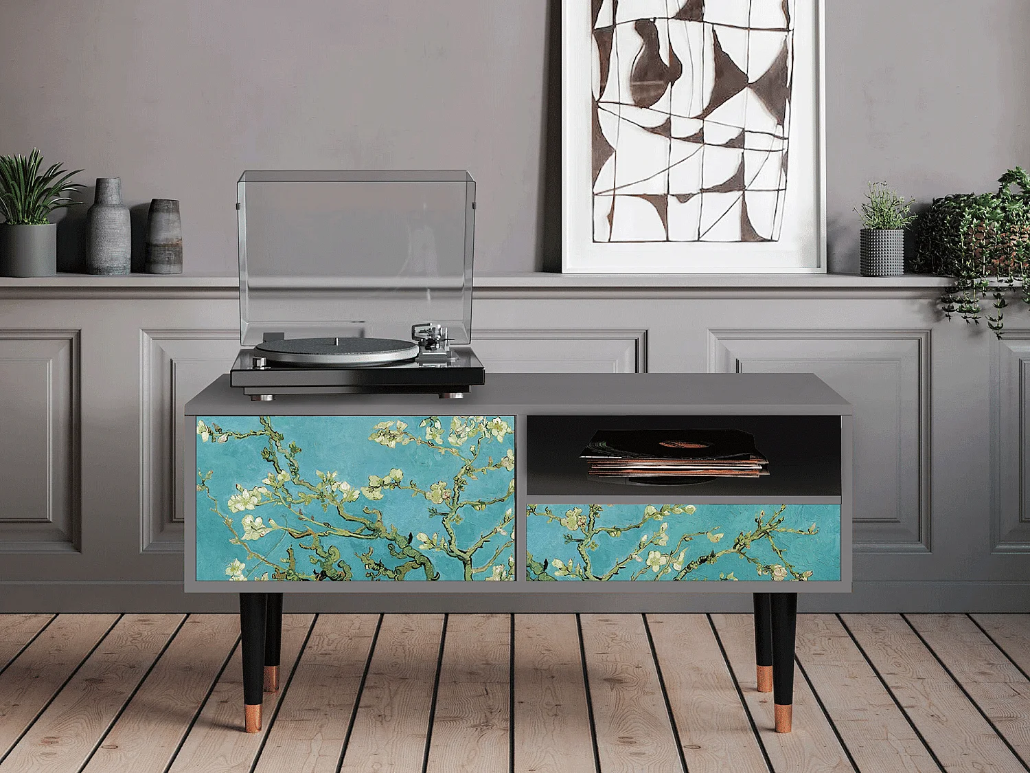 Mobile TV - 115х59х48 cm - T3 - Almond Blossom, Grigio