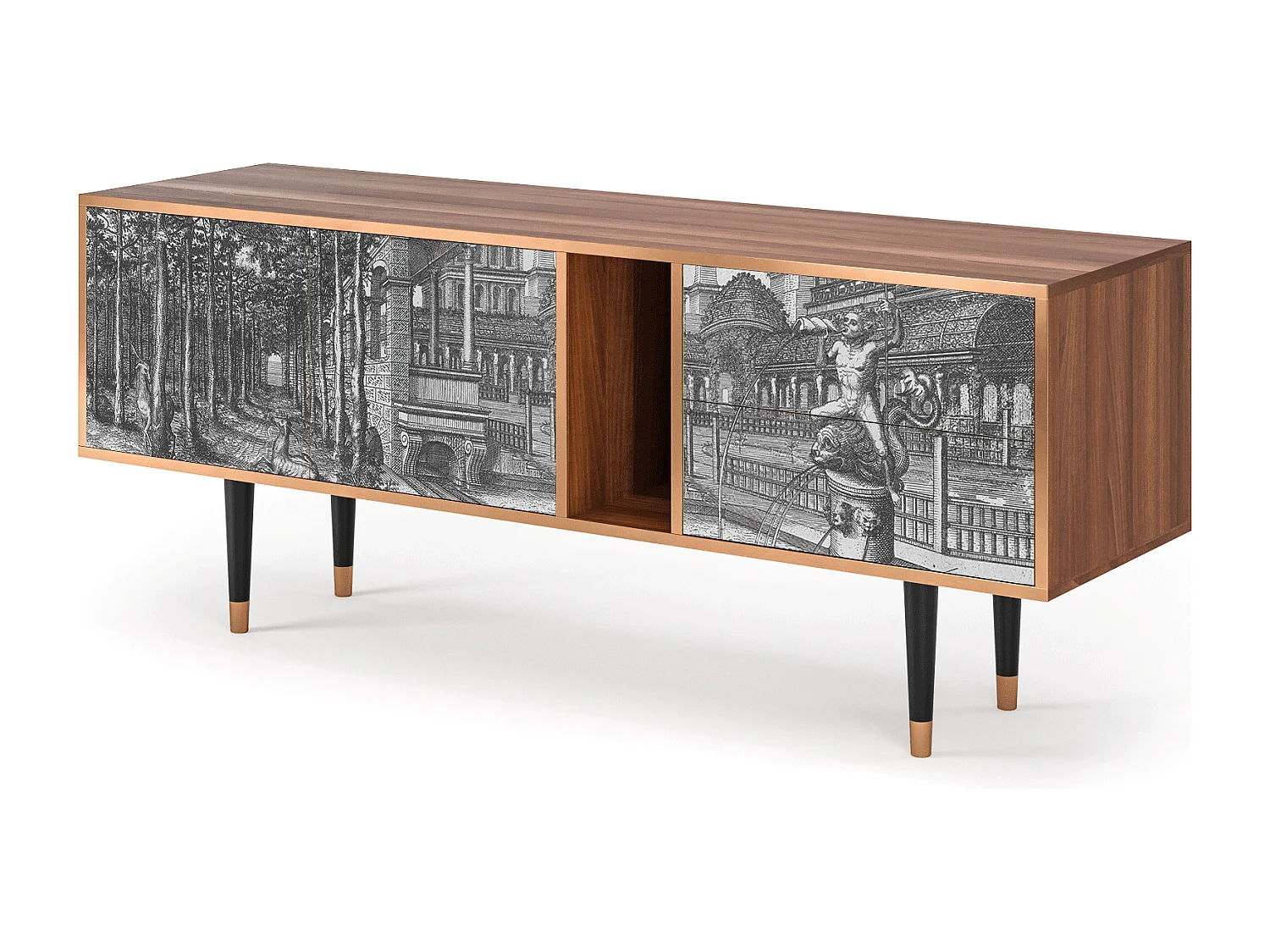 Mueble de TV - 170х69х48 cm - T1 - View of the Piazza, Nogal