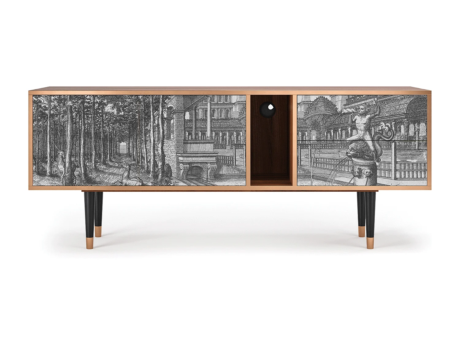 Meuble TV - 170х69х48 cm - T1 - View of the Piazza, Noyer