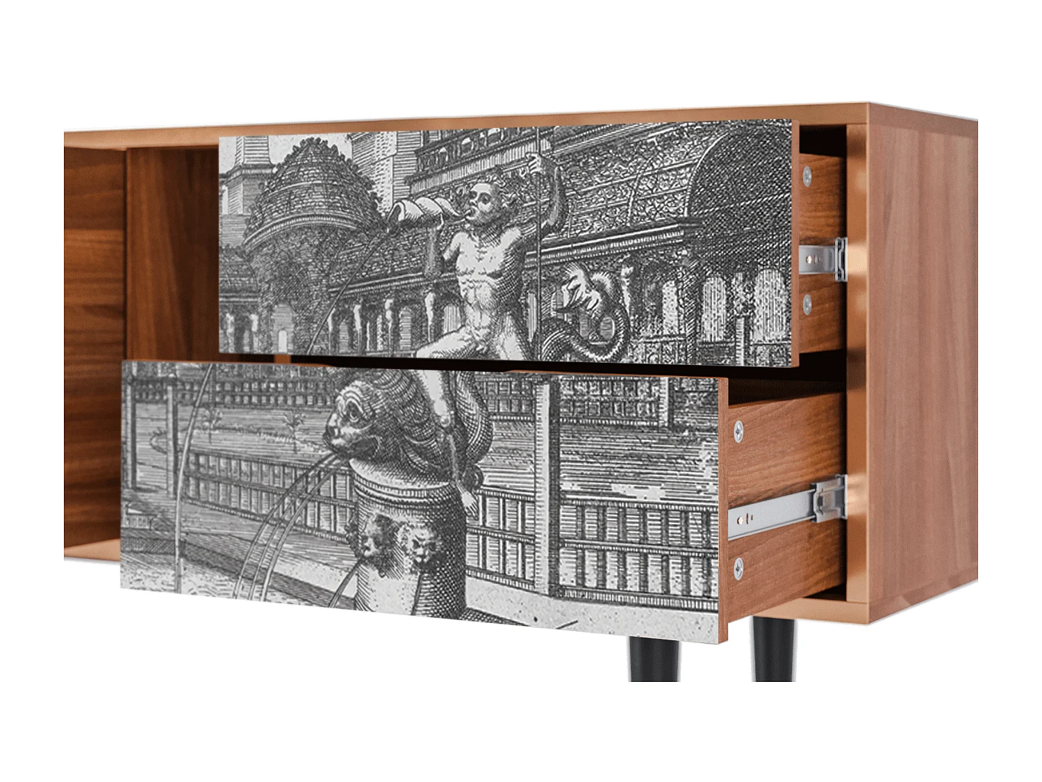 Meuble TV - 170х69х48 cm - T1 - View of the Piazza, Noyer