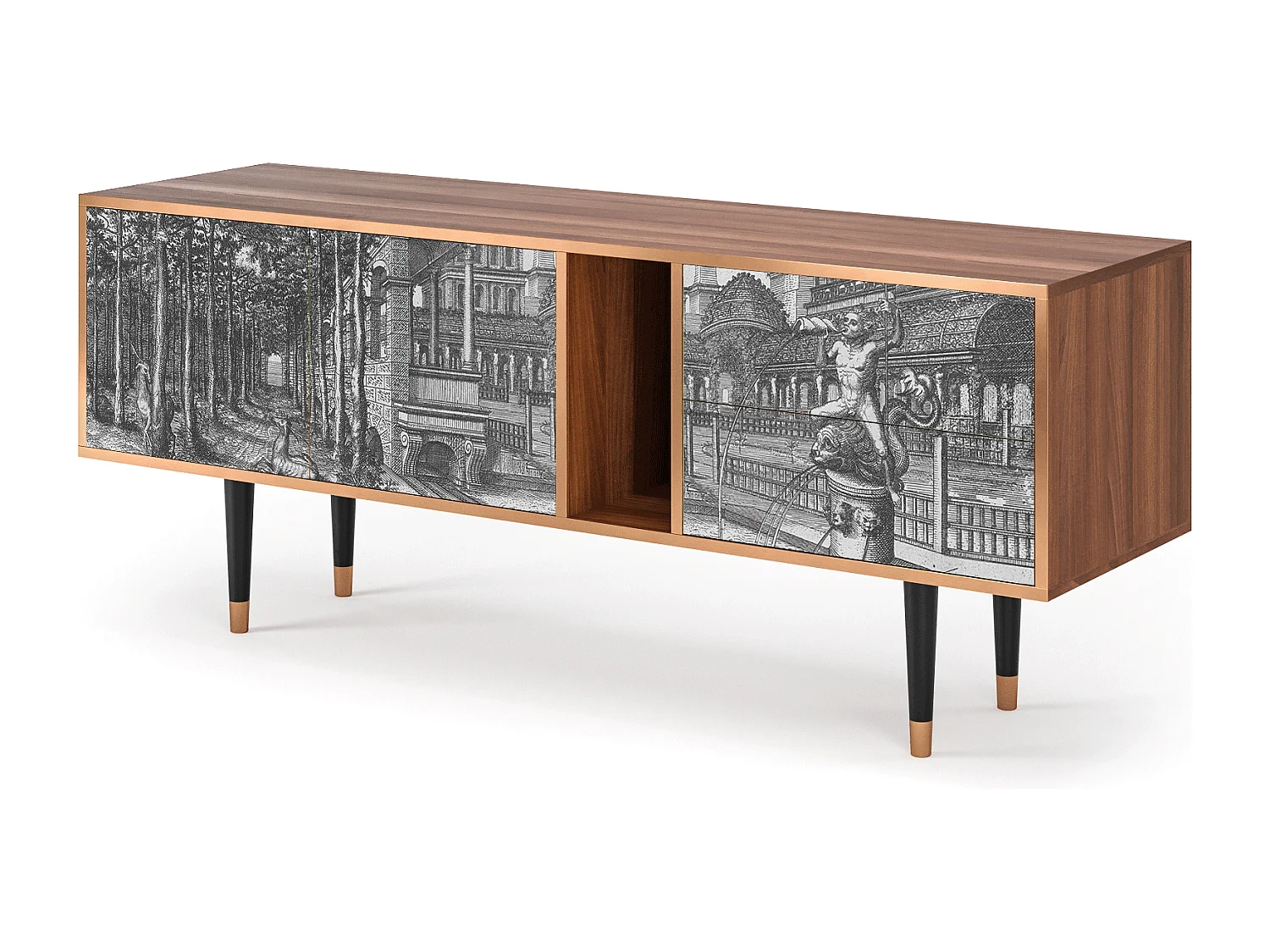 TV-Möbel - 170х69х48 cm - T1 - View of the Piazza, Walnuss