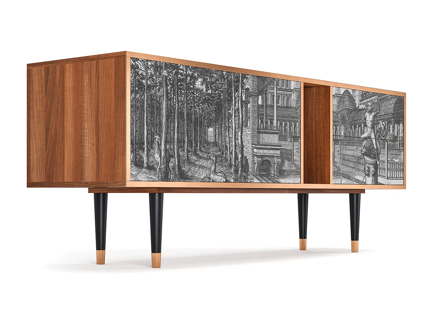 TV-Möbel - 170х69х48 cm - T1 - View of the Piazza, Walnuss