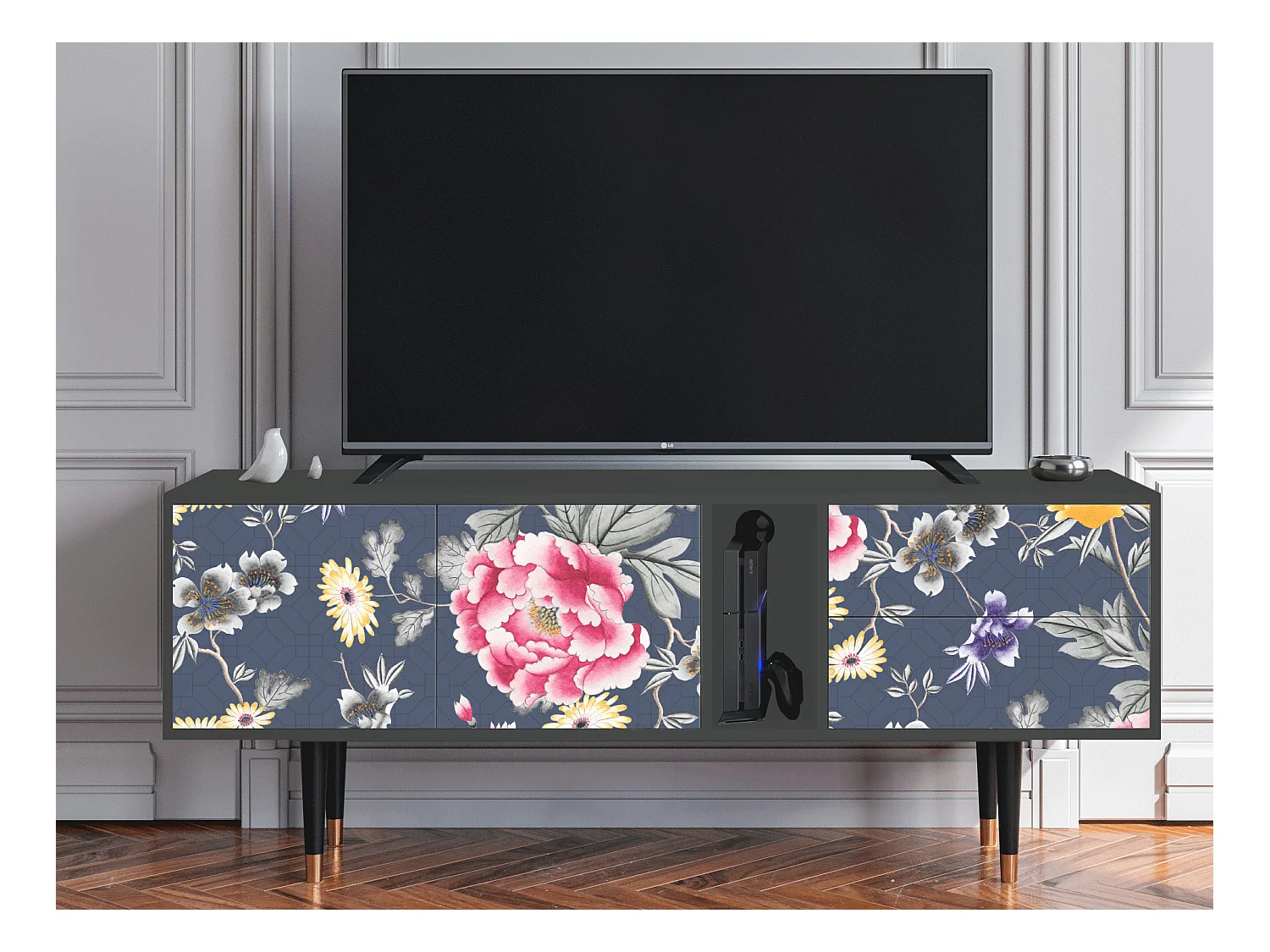 Szafka RTV - 170х69х48 cm - T1 - Dark Flower Bed, Antracyt