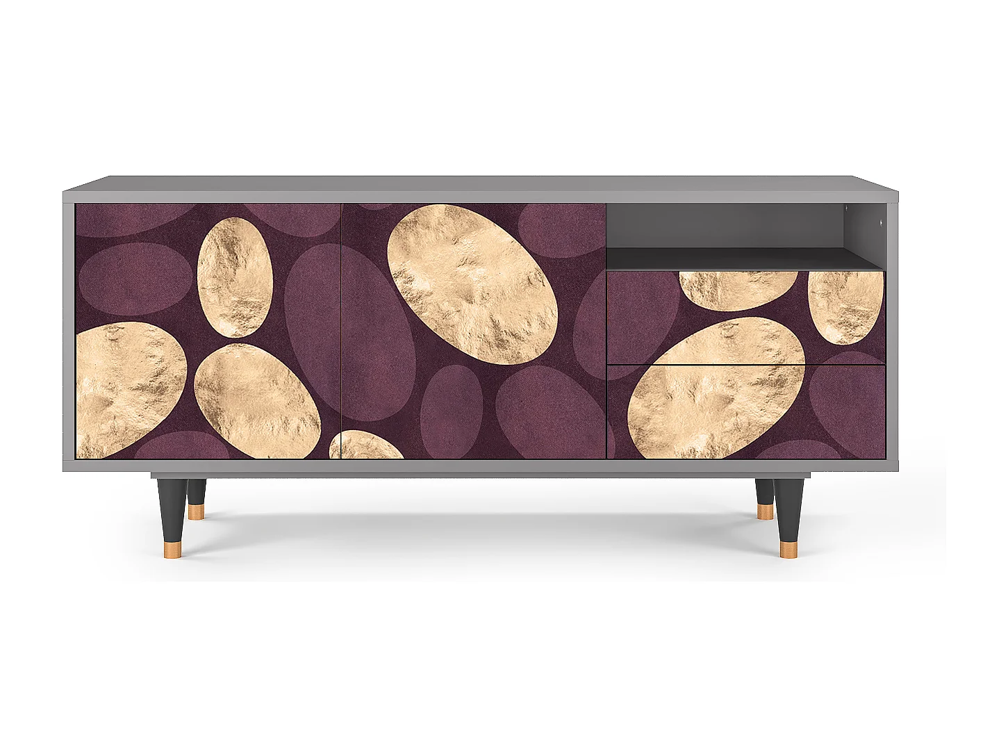 Mueble de TV - 125х56х41 cm - T7 - Fine Wine, Cinza