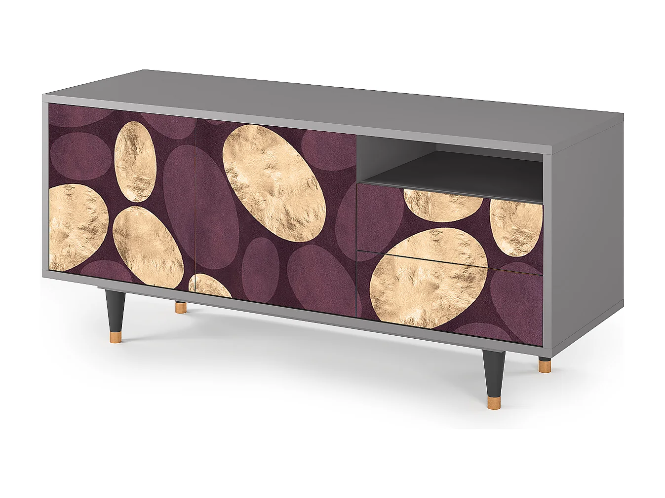 Meuble TV - 125х56х41 cm - T7 - Fine Wine, Gris