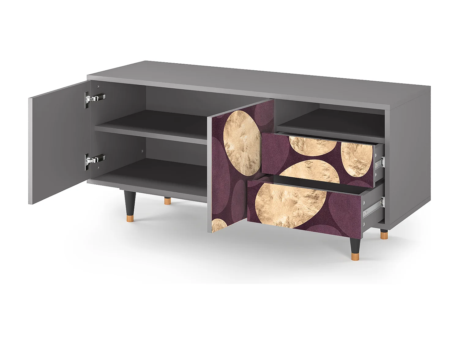 Mueble de TV - 125х56х41 cm - T7 - Fine Wine, Gris