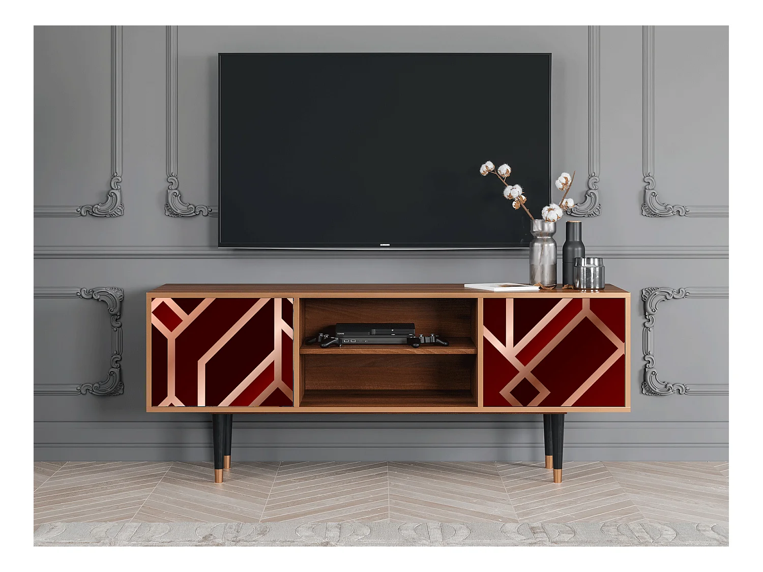 Mobile TV - 170х69х48 cm - T2 - Velvet 1920's, Noce