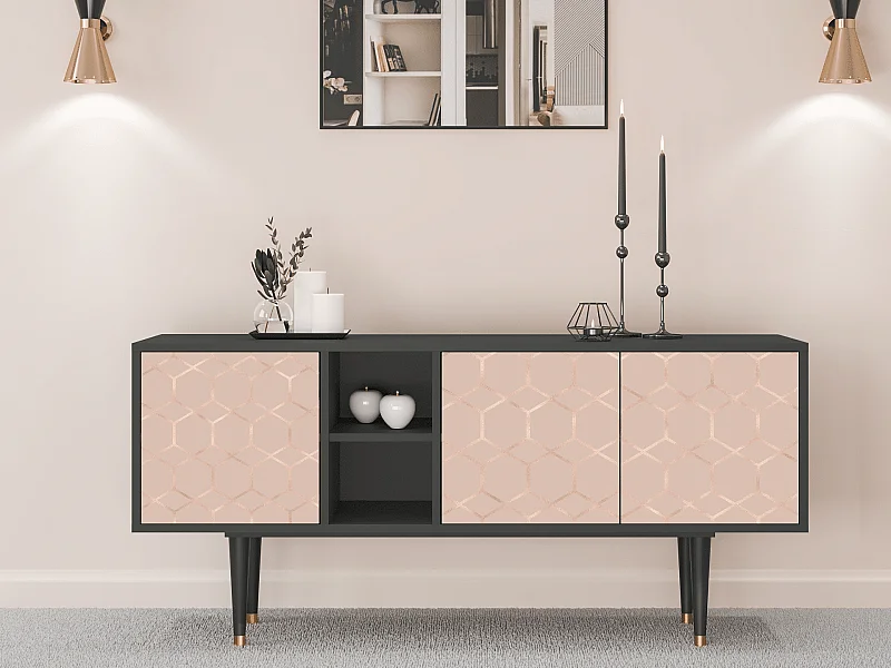 Szafka RTV - 150х69х41 cm - T5 - Rose Honeycomb, Antracyt