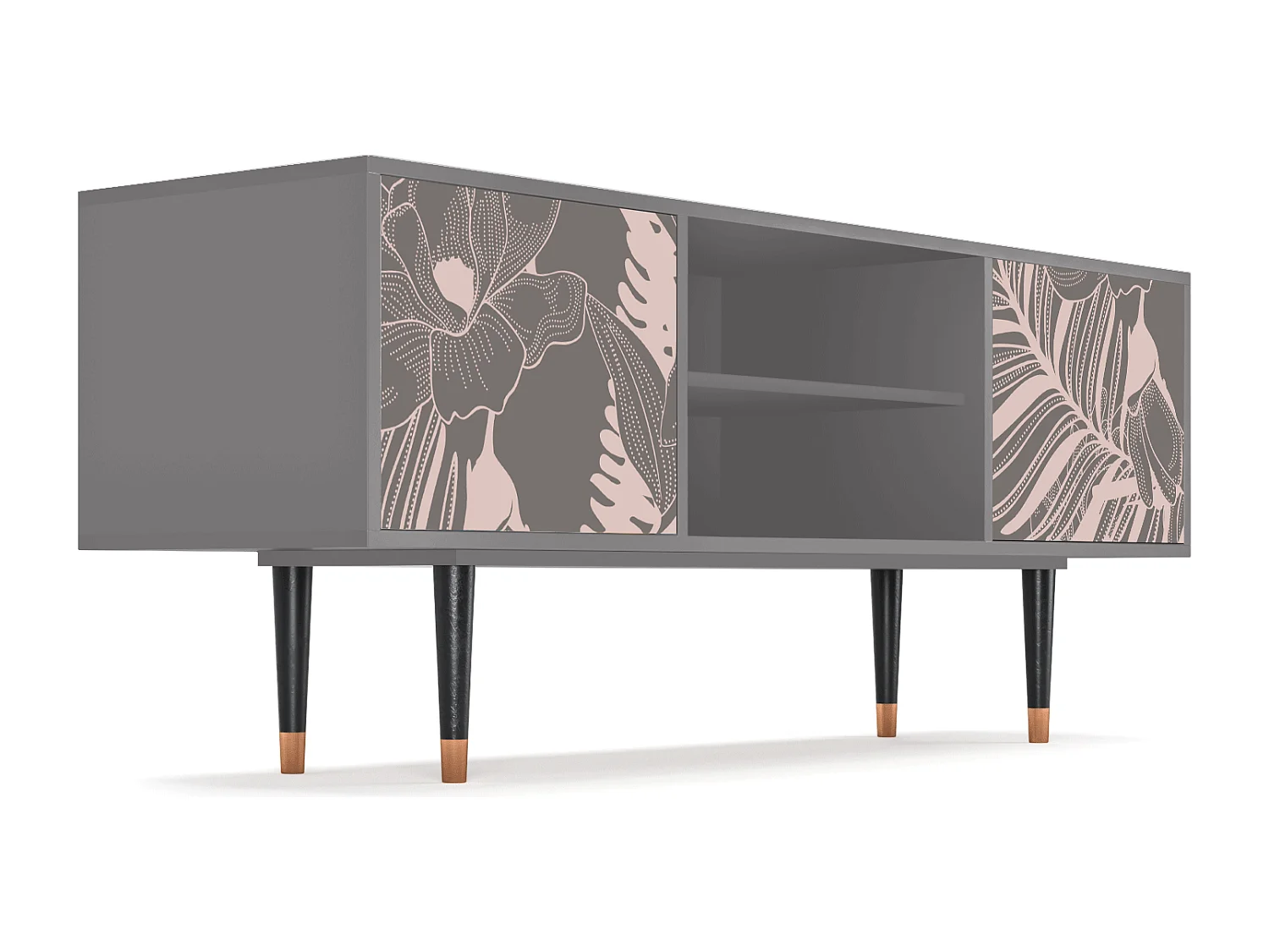 Mueble de TV - 170х69х48 cm - T2 - Issabelline Flower, Cinza