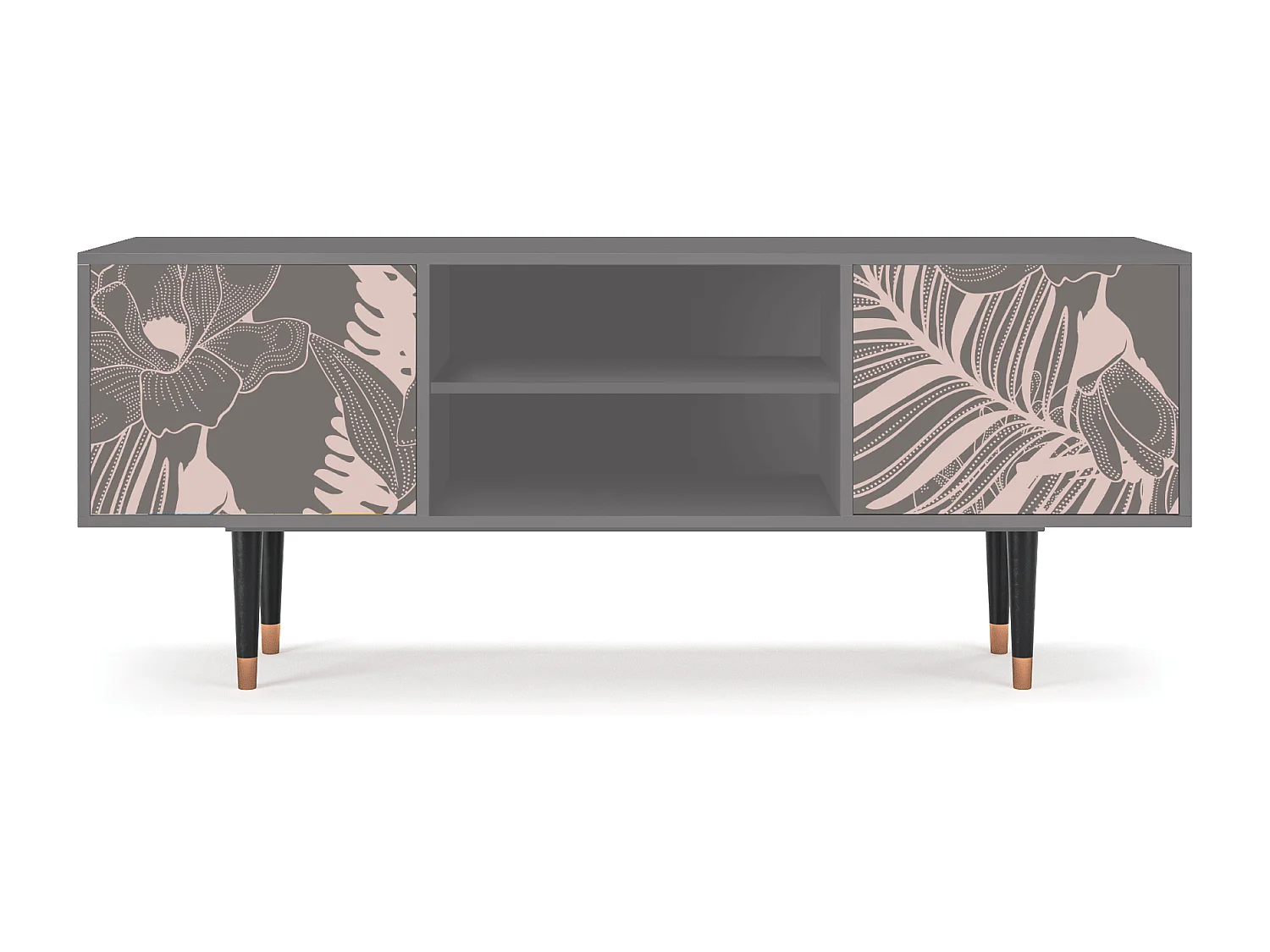 Meuble TV - 170х69х48 cm - T2 - Issabelline Flower, Gris