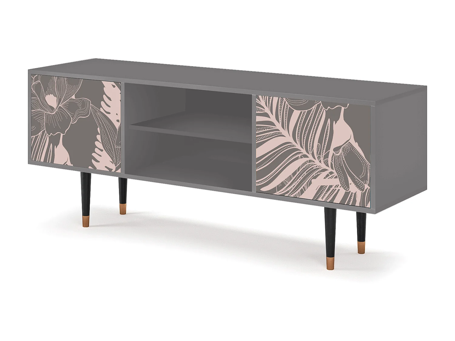 Meuble TV - 170х69х48 cm - T2 - Issabelline Flower, Gris