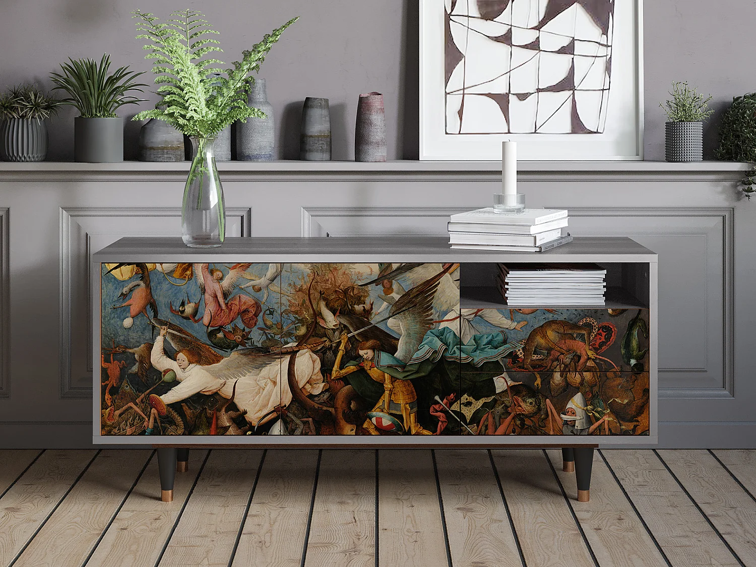 TV-meubel - 125х56х41 cm - T7 - The Fall, Grijs