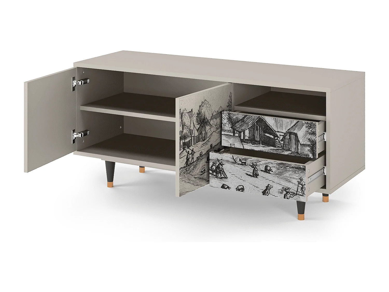 Meuble TV - 125х56х41 cm - T7 - Country Village, Sable