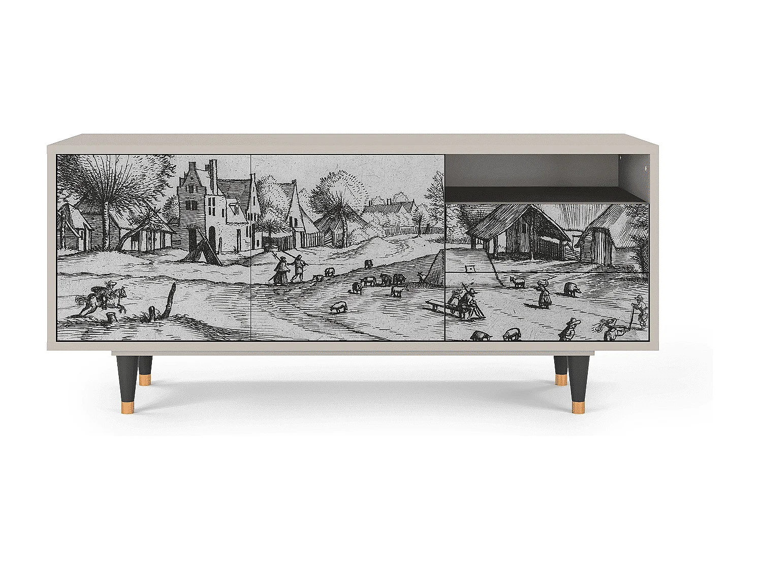 Meuble TV - 125х56х41 cm - T7 - Country Village, Sable
