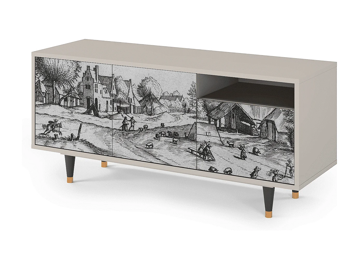 Meuble TV - 125х56х41 cm - T7 - Country Village, Sable