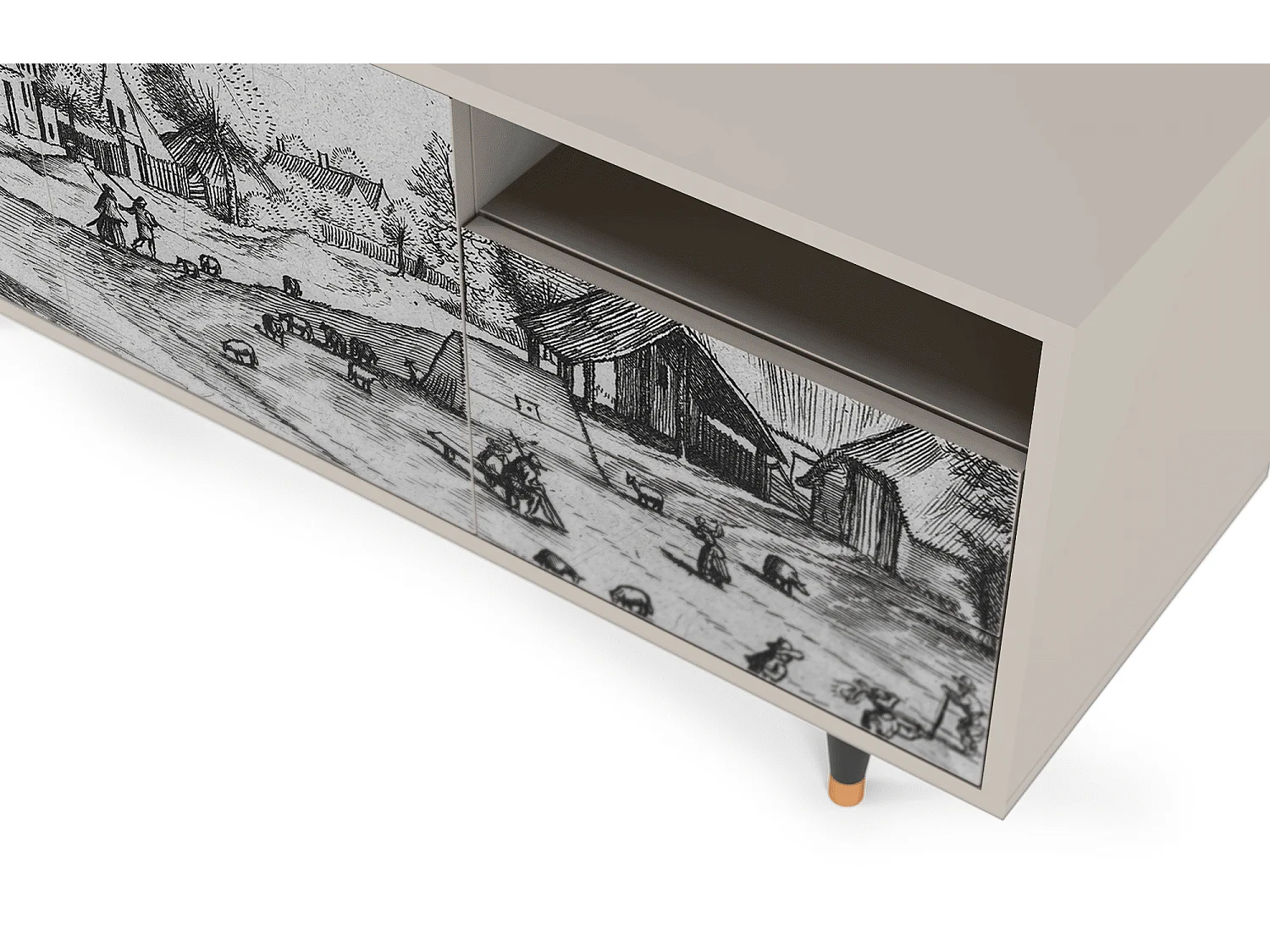 Szafka RTV - 125х56х41 cm - T7 - Country Village, Piaskowy