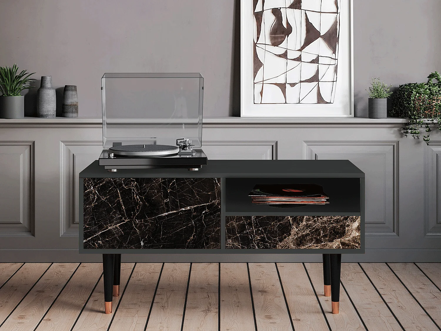 Meuble TV - 115х59х48 cm - T3 - Night Abyss, Anthracite