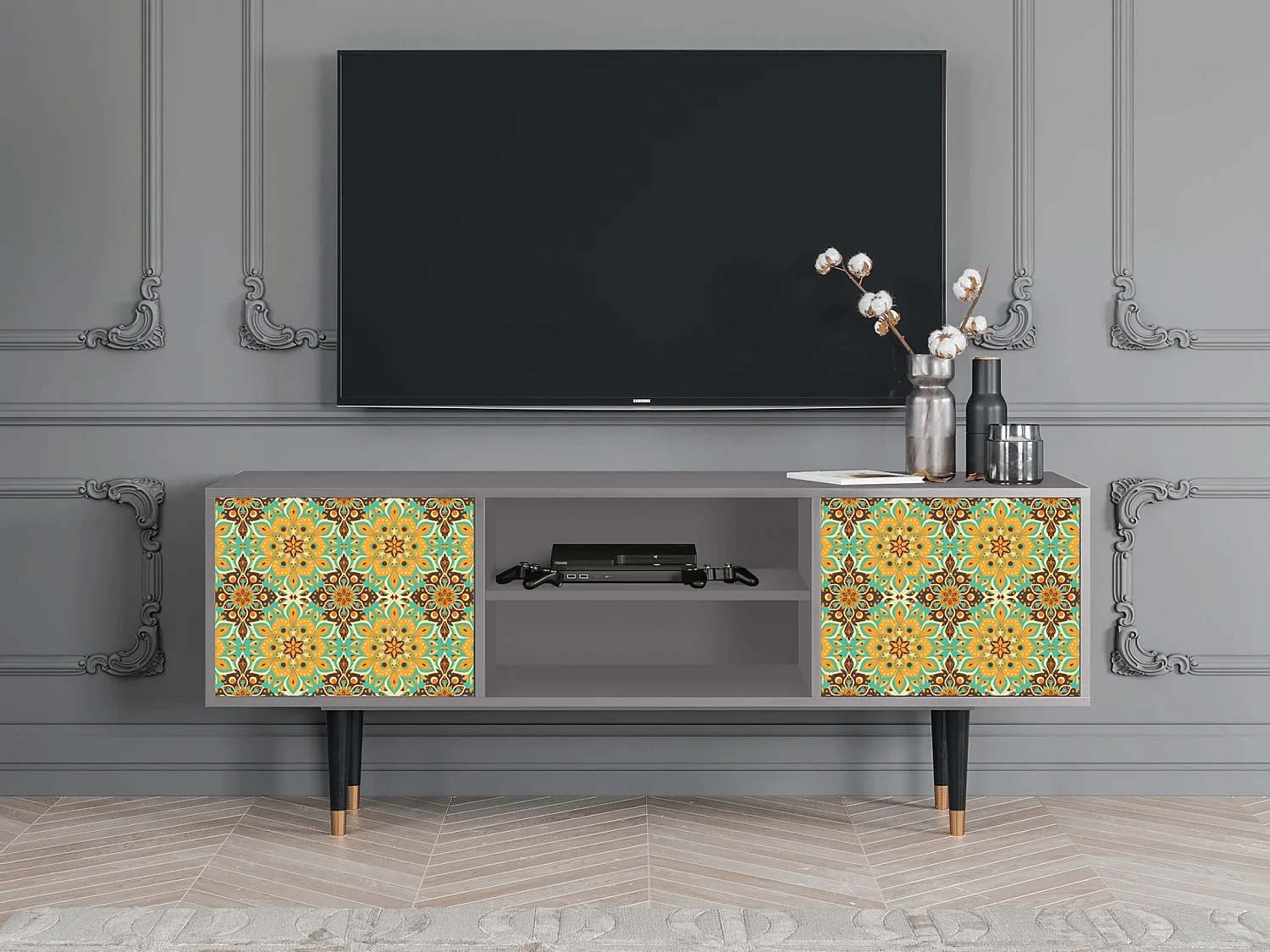 Mobile TV - 170х69х48 cm - T2 - Indian Spices, Grigio