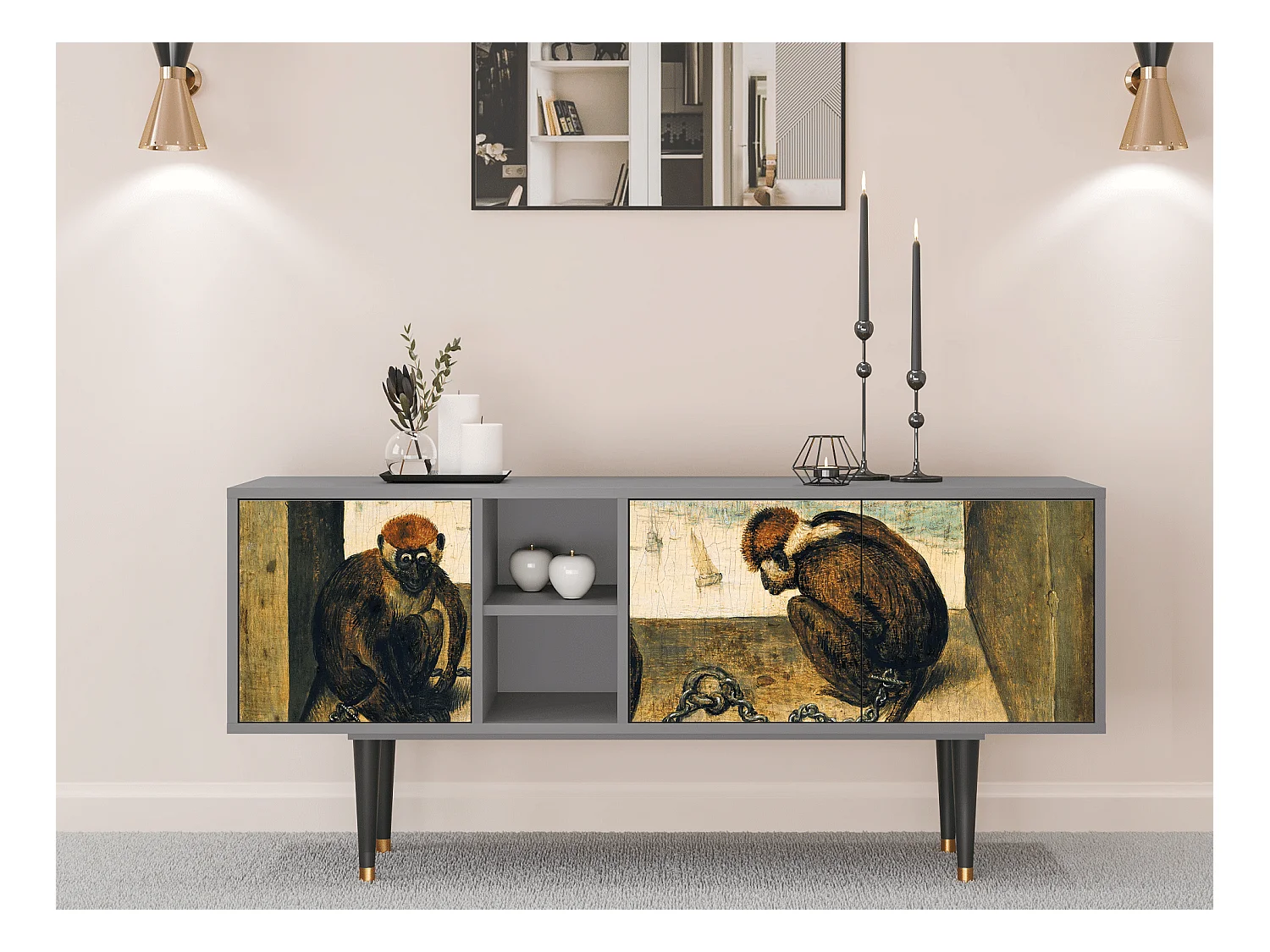 Meuble TV - 150х69х41 cm - T5 - Two Monkeys, Gris