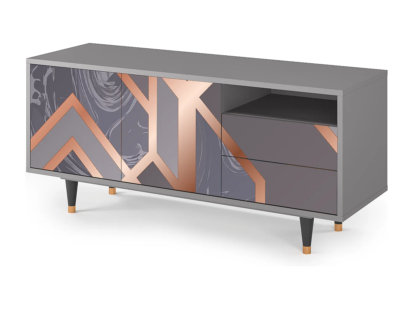 Meuble TV - 125х56х41 cm - T7 - Taupe Anatomy, Gris