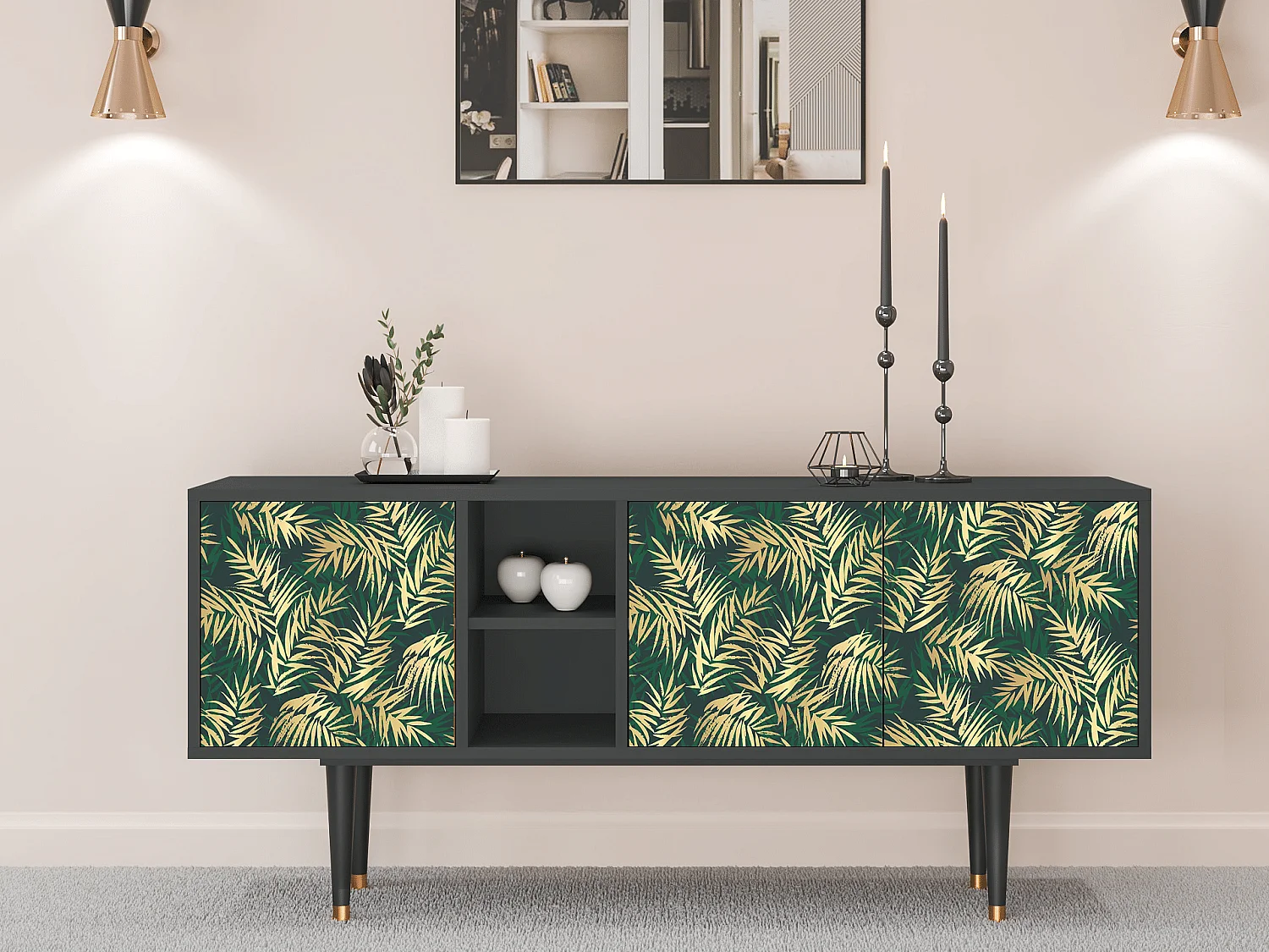 Mobile TV - 150х69х41 cm - T5 - Sunny Palm Tree, Antracite