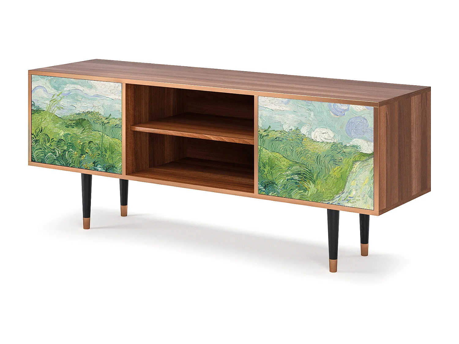 Mobile TV - 170х69х48 cm - T2 - Green Wheat Fields, Noce