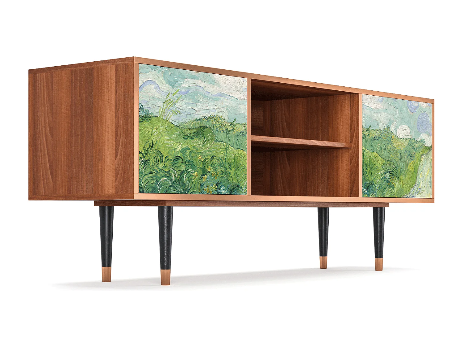 Mobile TV - 170х69х48 cm - T2 - Green Wheat Fields, Noce