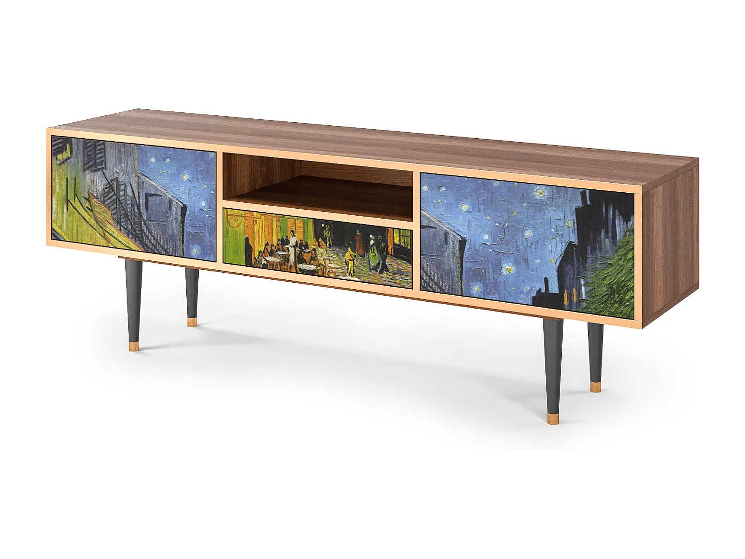 TV-Möbel - 170х59х41 cm - T6 - Café Terrace at Night, Walnuss