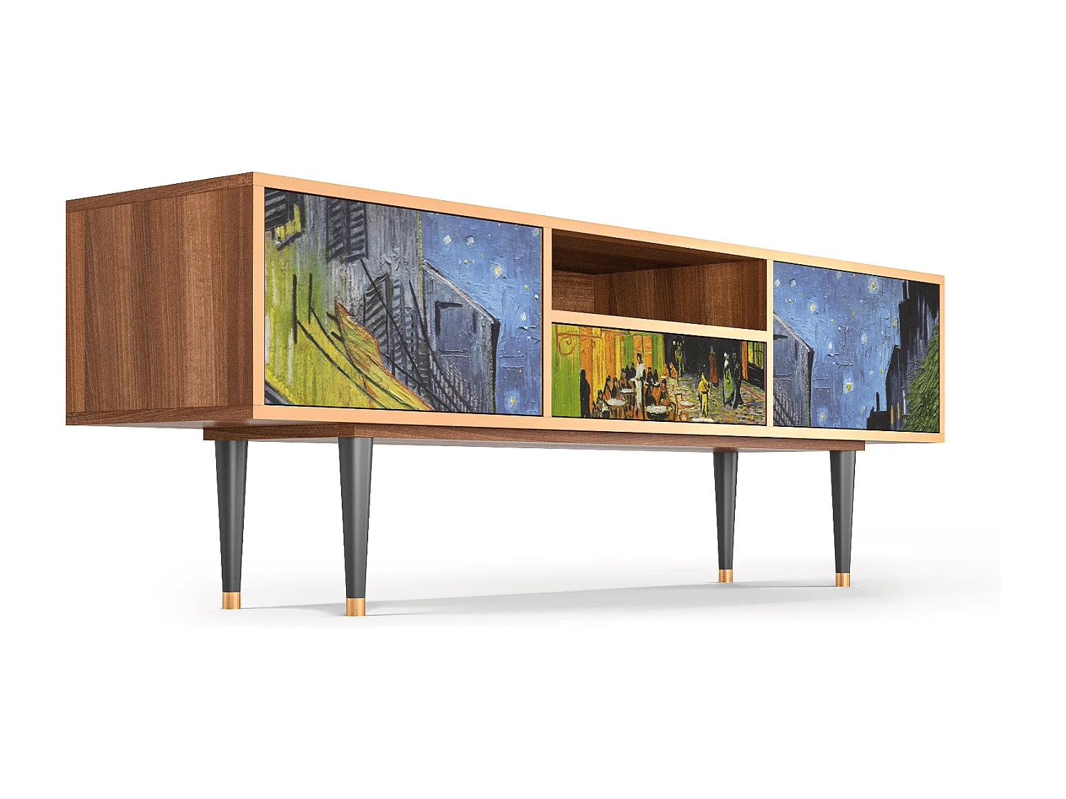 TV-Möbel - 170х59х41 cm - T6 - Café Terrace at Night, Walnuss