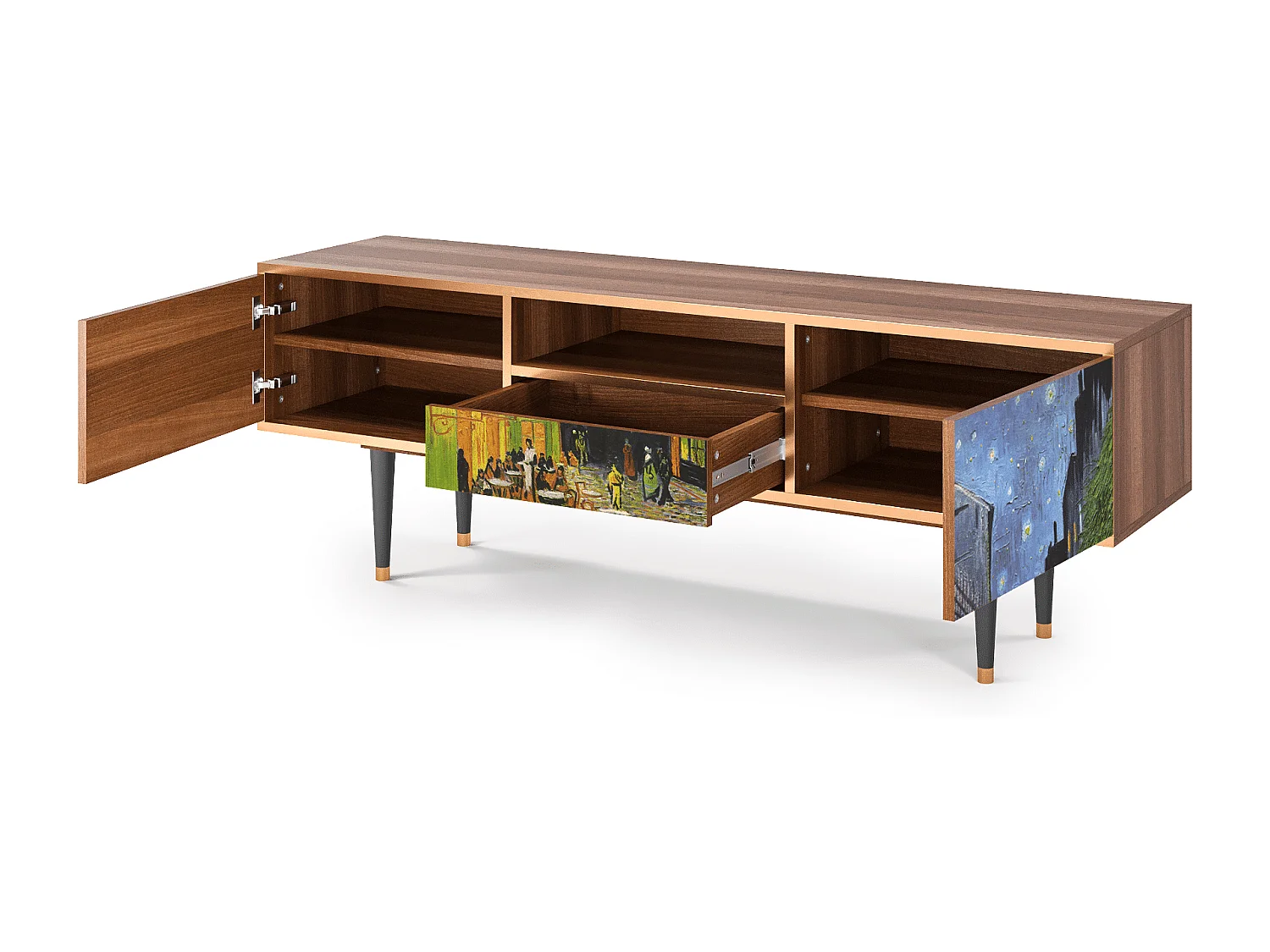 Meuble TV - 170х59х41 cm - T6 - Café Terrace at Night, Noyer