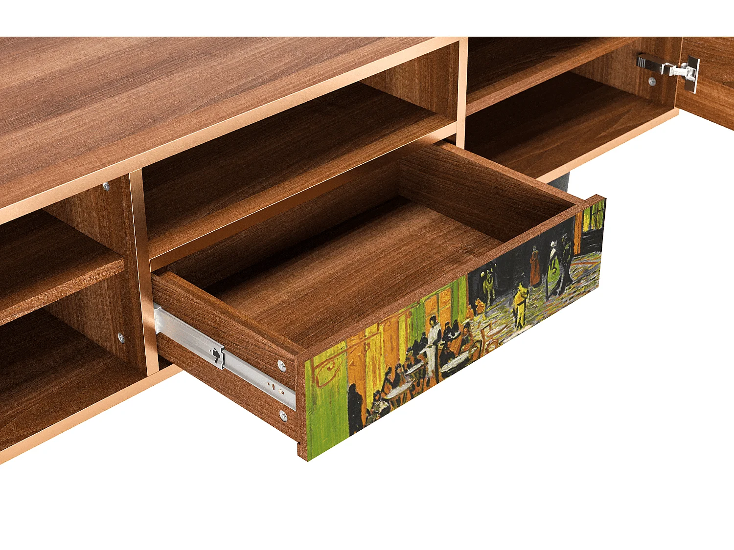 Meuble TV - 170х59х41 cm - T6 - Café Terrace at Night, Noyer