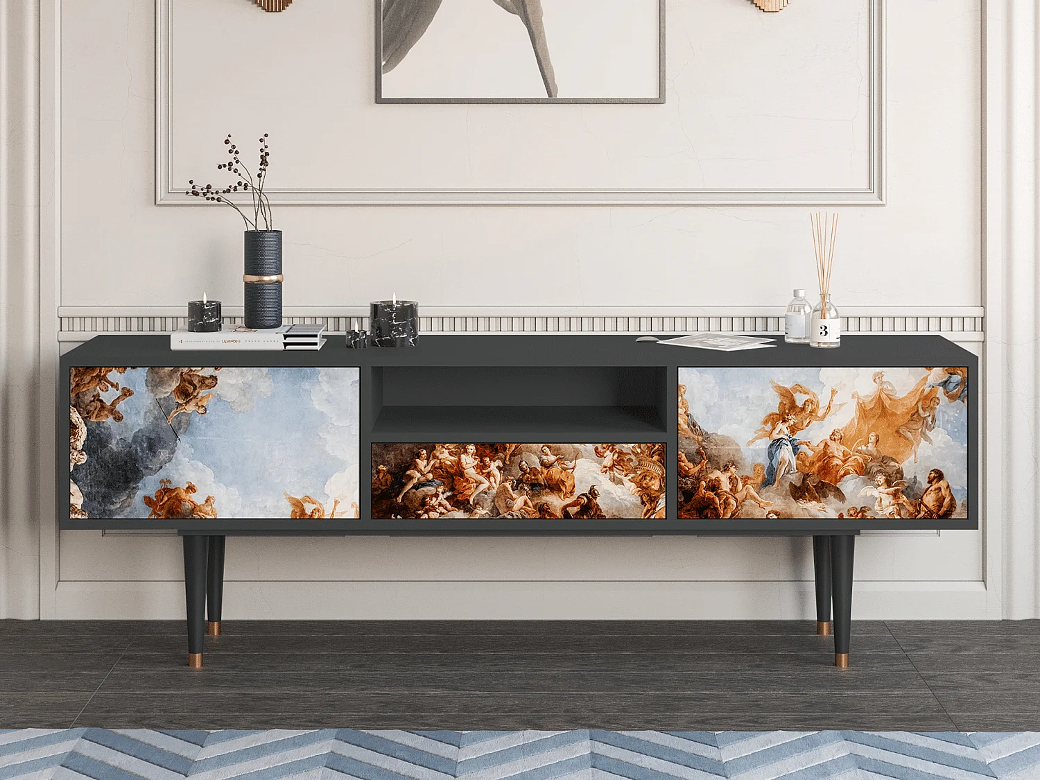 Meuble TV - 170х59х41 cm - T6 - Versailles, Anthracite