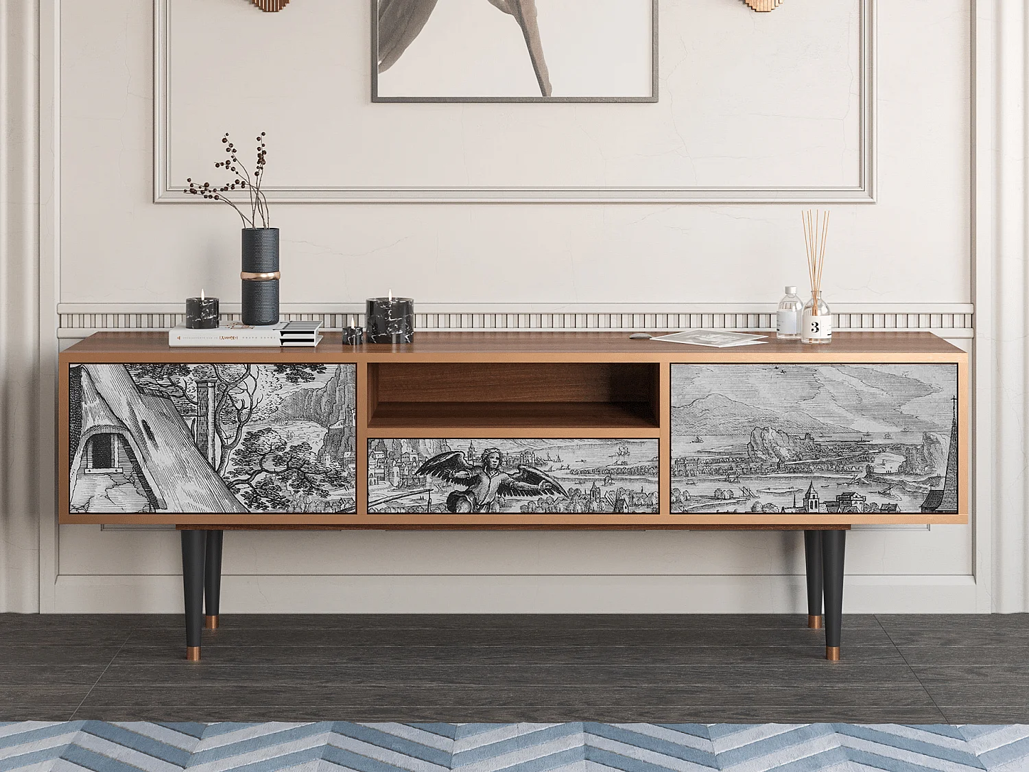 TV-meubel - 170х59х41 cm - T6 - Departure, Walnoot