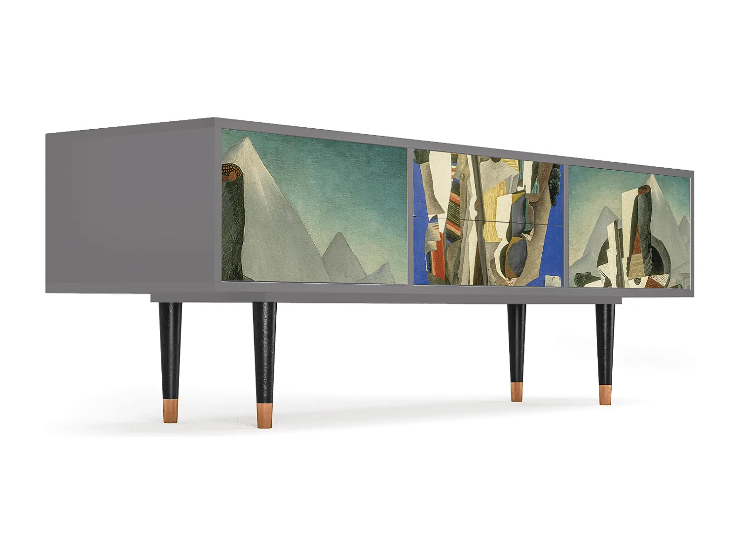 TV-Möbel - 170х59х48 cm - T4 - The Cubist Paintings , Grau