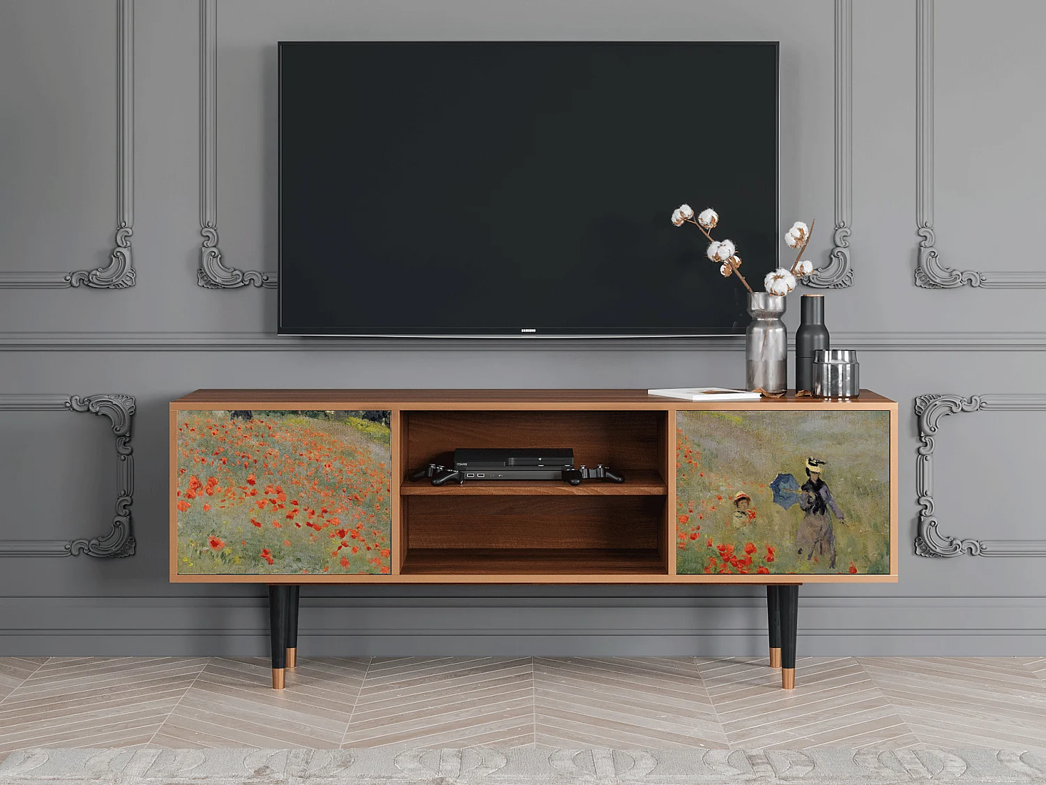 Meuble TV - 170х69х48 cm - T2 - The Poppy Field   , Noyer