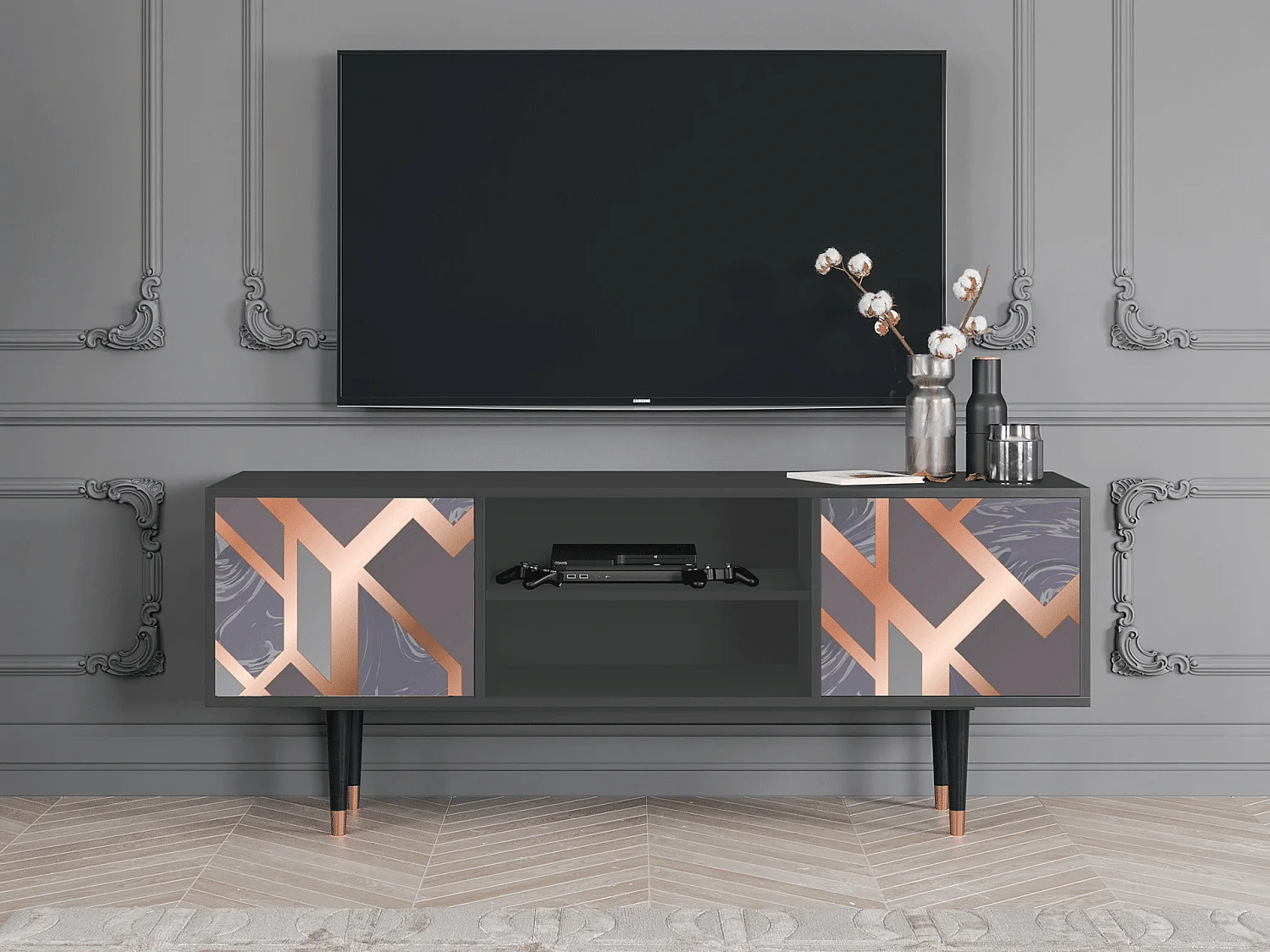 Mueble de TV - 170х69х48 cm - T2 - Taupe Anatomy, Antracita