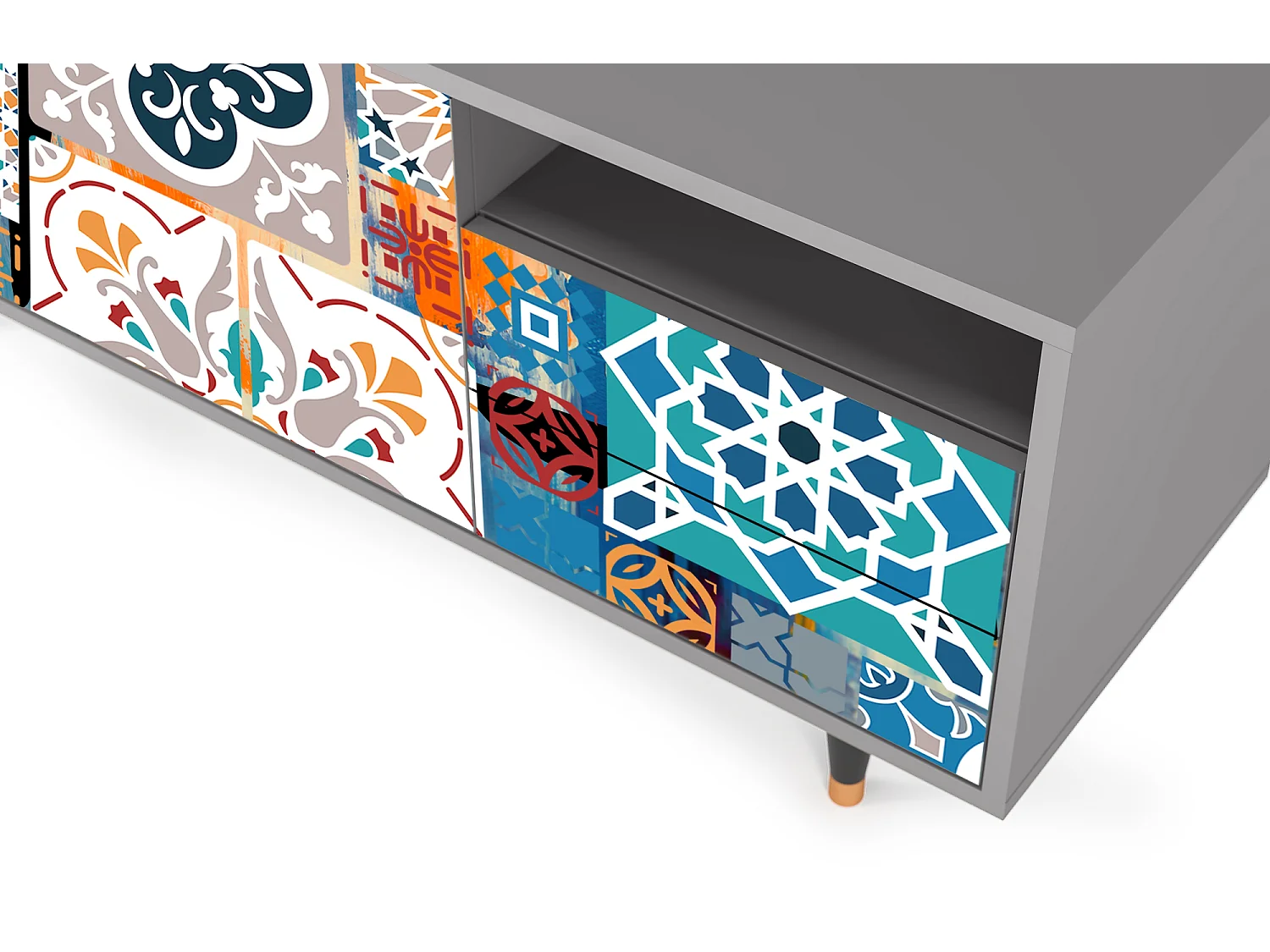 Meuble TV - 125х56х41 cm - T7 - Moroccan Market, Gris