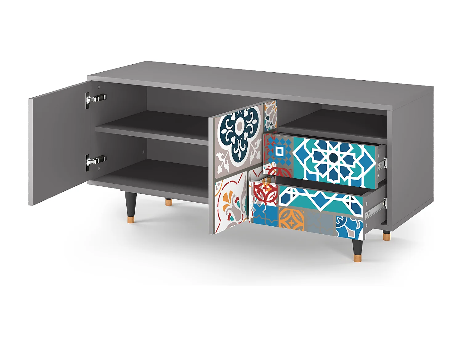 Meuble TV - 125х56х41 cm - T7 - Moroccan Market, Gris